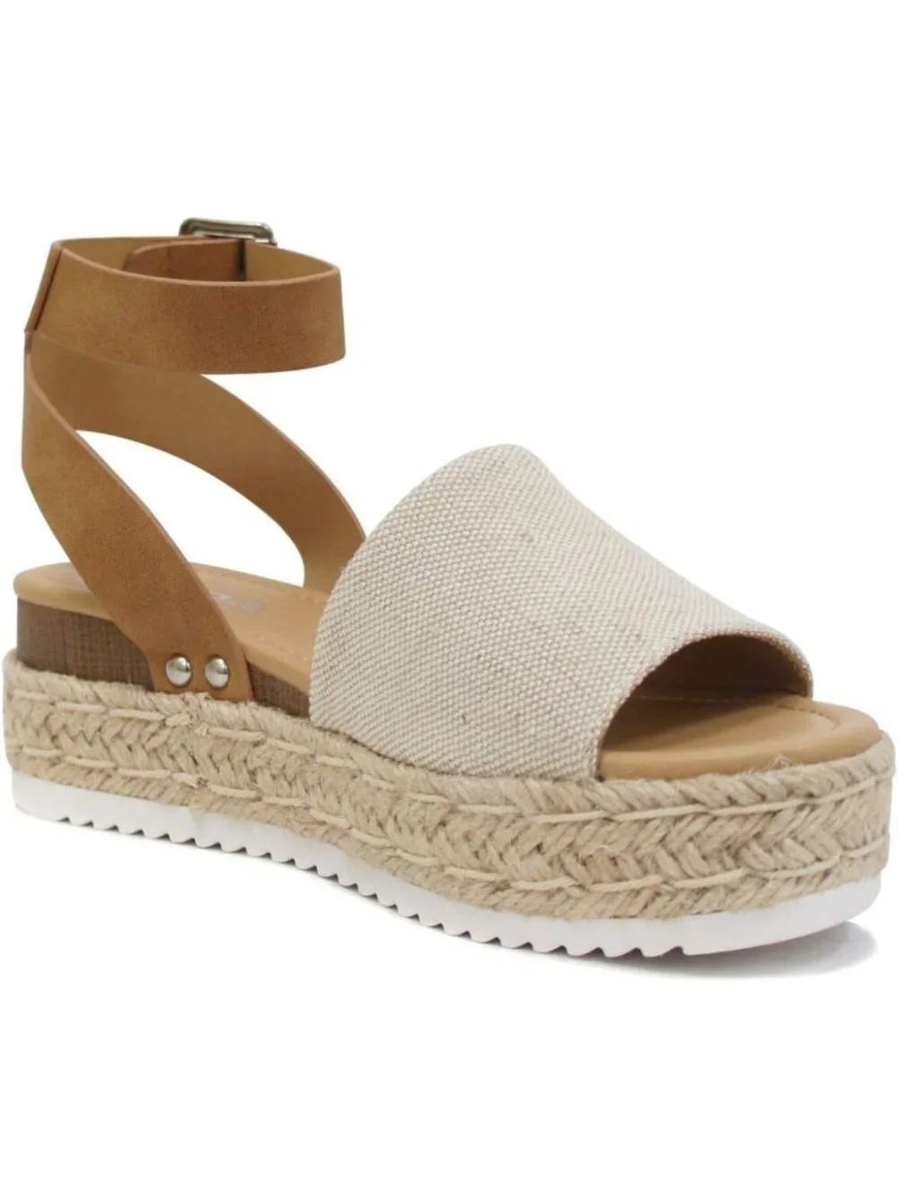 Open Toe Buckle Ankle Strap Espadrilles Wedge Sandals - Casual Flatform Shoes